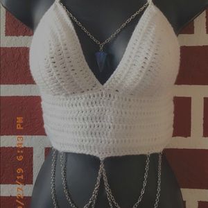 Crystal crochet crop top